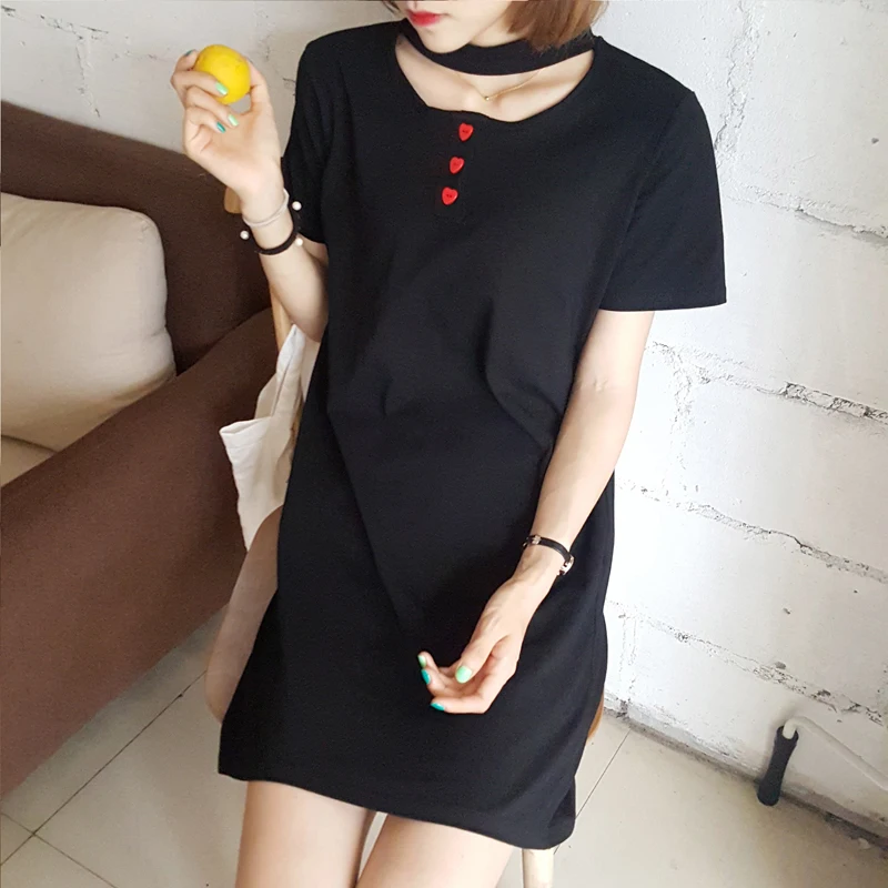 Новые 2017 летнее женское платье хлопковые платья в форме сердца декоративные