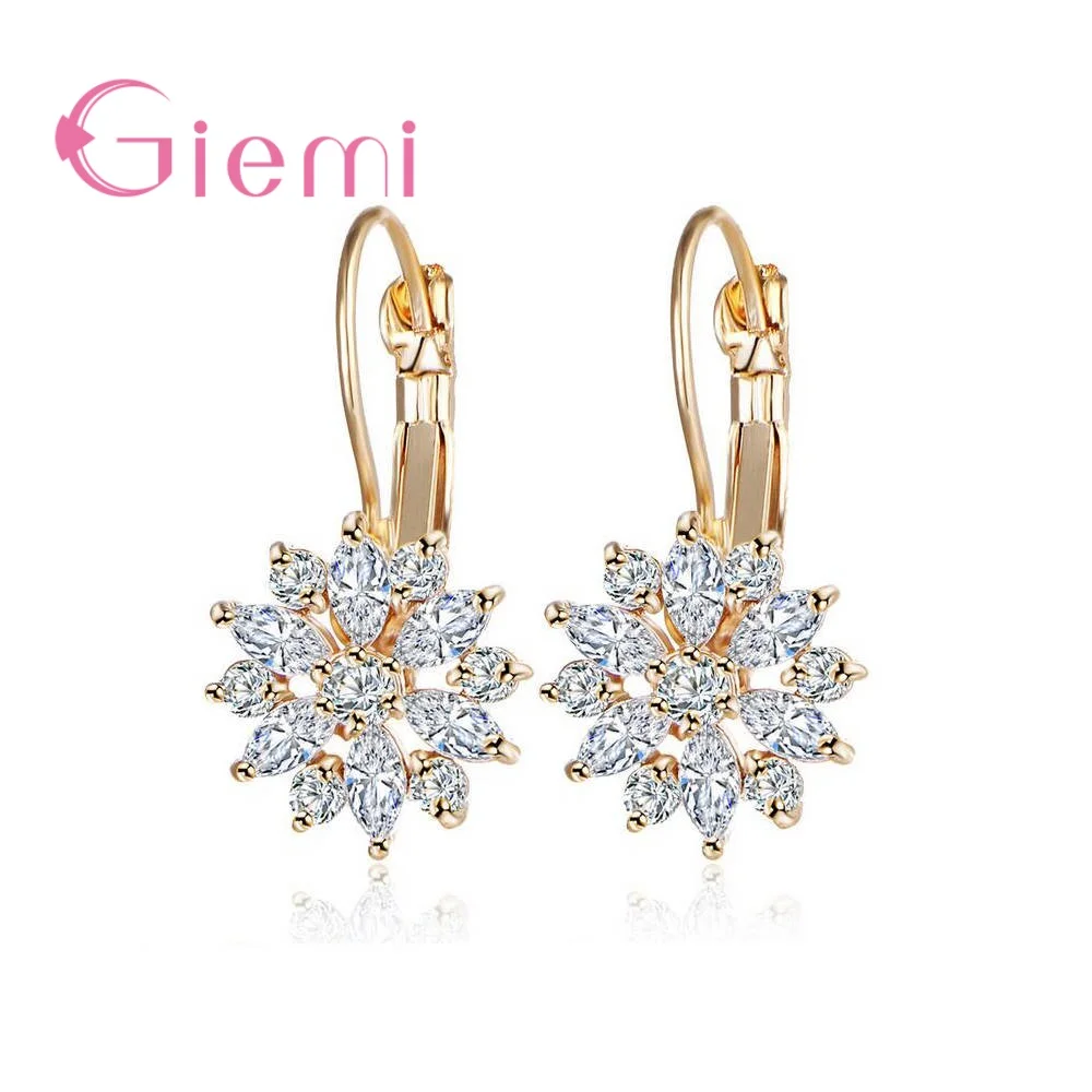 Rhinestones Flower Stud Earrings 925 Sterling Silver For Women Bijoux Vintage Love Wedding Earring Statement Jewelry | Украшения и