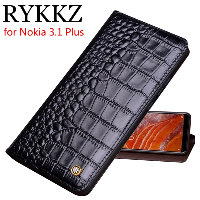 Чехол-книжка из натуральной кожи для Nokia 3 1 Plus Магнитный чехол 2 Чехлы кожаный