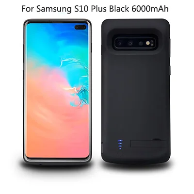 For S10 Plus Black 25 шт./лот BRSUANG Батарея Зарядное устройство Чехлы 5000 6000 мА/ч, тонкие и легкие зарядным футляром для samsung S9 S10 S10 плюс S10 Note 8, 9 - Цвет: For S10 Plus Black