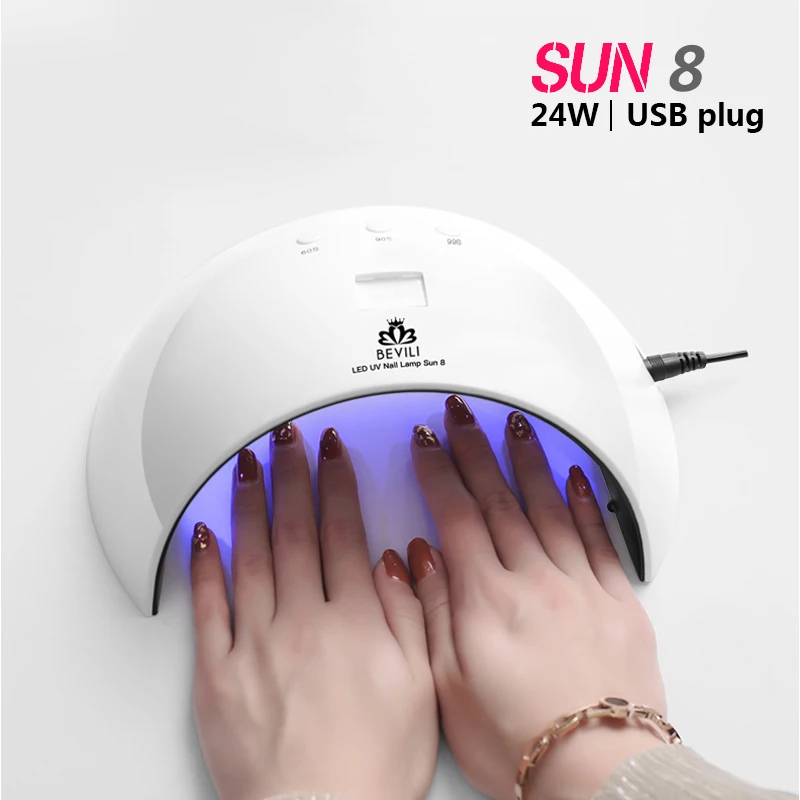 SUN8 24 Вт УФ светодиодный светильник с автоматическим датчиком USB Сушилка для