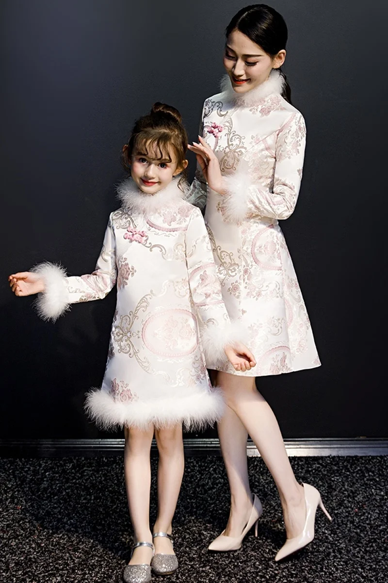 Cheongsam платье миди элегантное китайское платье es мать и дочь зимнее теплое современное китайское платье Интернет Китайский магазин FF1749