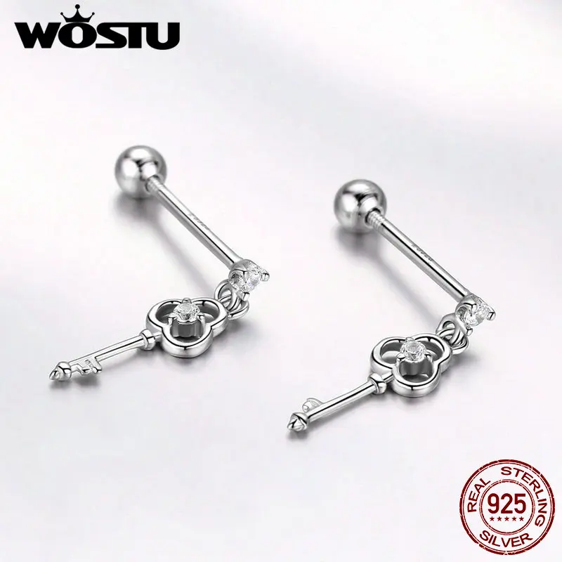 WOSTU трендовые 925 пробы серебряные серьги-гвоздики с цирконием маленькие серебряные серьги для женщин Свадебные подлинные ювелирные изделия FIE539