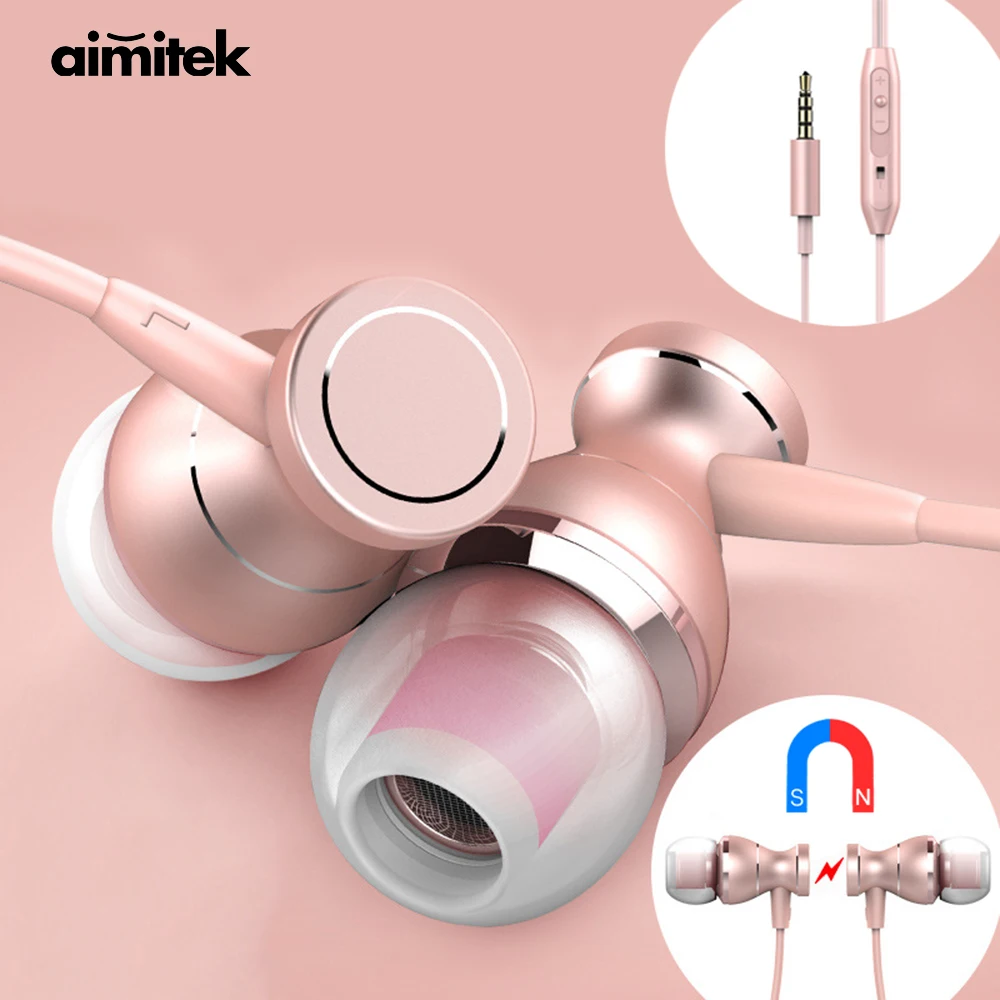 Aimitek In Ear Наушники гарнитуры для наушников с линейным управлением магнитные