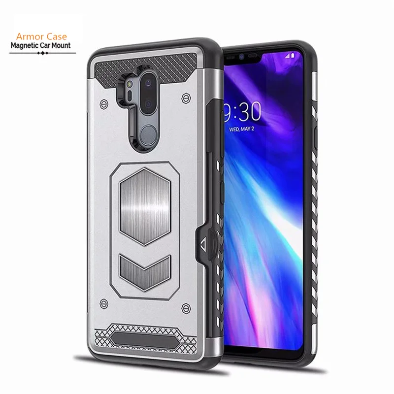 sliver Защитный чехол для LG V50 V30 G6 G7 G8, Гибридный Жесткий ПК+ ТПУ, автомобильный Магнитный чехол на присоске, чехол на заднюю панель для LG Q6 Q8, прочный чехол со слотом для карт - Цвет: sliver