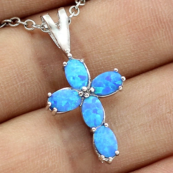 Подвеска haimi белая синяя огненный Опаловый камень крестообразный дизайн для