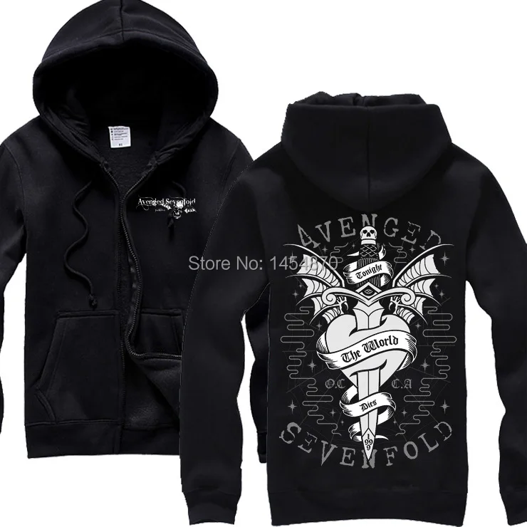 Толстовка с капюшоном Sword Heart Avenged Sevenfold A7X Band 100% хлопок рок куртка высокое качество