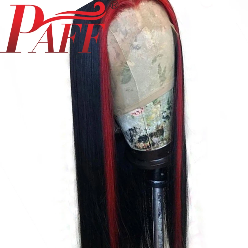 Яркий красный цвет кружевные передние человеческие волосы парики шелковистые