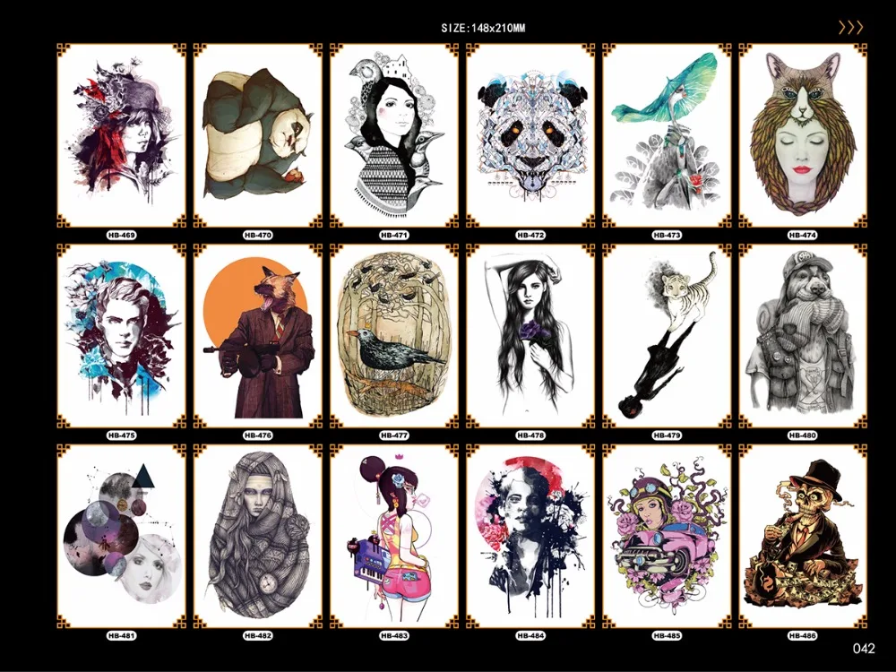 Временная Tatto для женщин и мужчин Сова Лев сексуальная девушка крест накрест