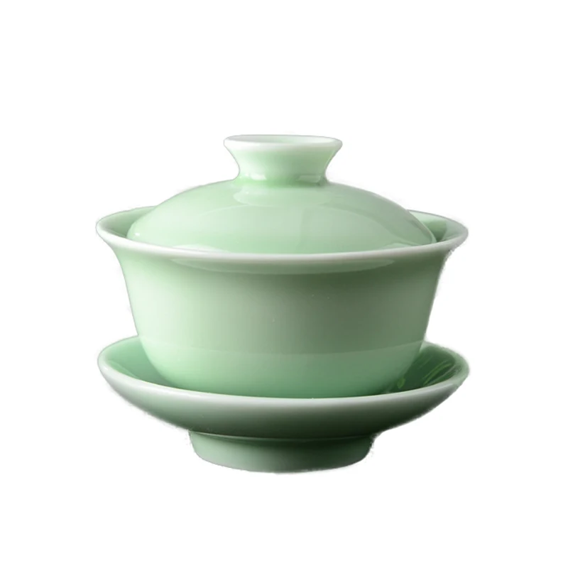 

High-quality Chinese traditional Celadon gai wan tea set,China Dehua Bone Tea cup gaiwan tea porcelain teacup tea set kettle