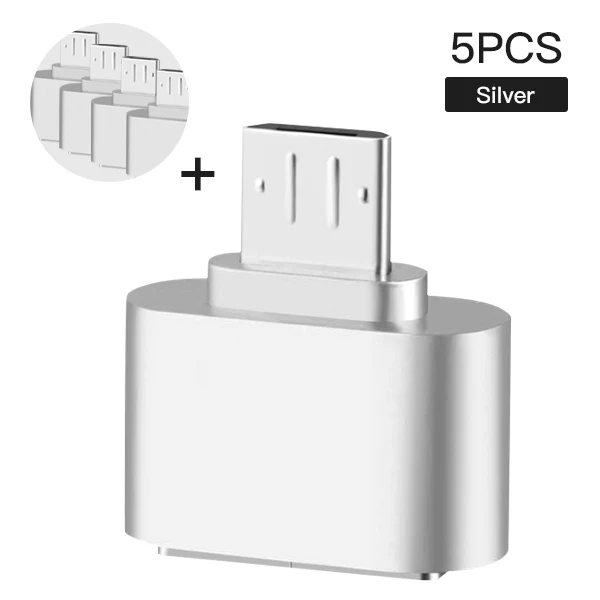 5PC sliver Адаптер ACCEZZ OTG для смартфона Android для Xiaomi huawei LG Micro USB 2,0 разъем для мыши Клавиатура USB диск флэш OTG конвертер - Цвет: 5PC sliver