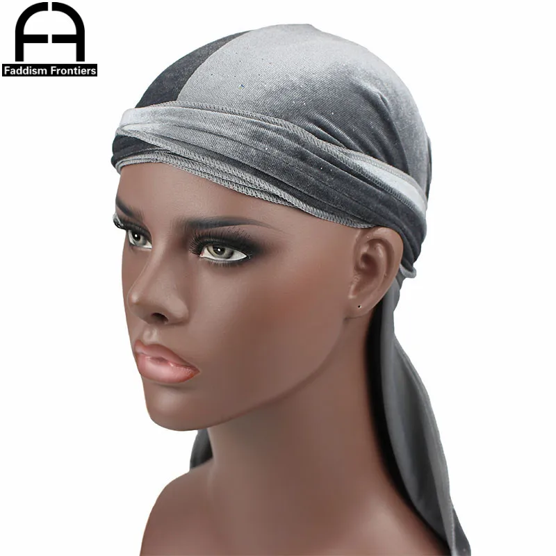Новые роскошные для мужчин блестящие бархатные Durags Повязка На Голову Durag головной убор для байкеров шляпа аксессуары для волос