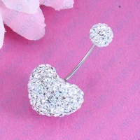 christmas gift glisten heart belly ring body piercing jewelry retail 14g 316l surgical steel nickel free