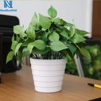 nuonuowell artificial green radish office desk 30cm bonsai green plant with white pot home table ornament high simulation
