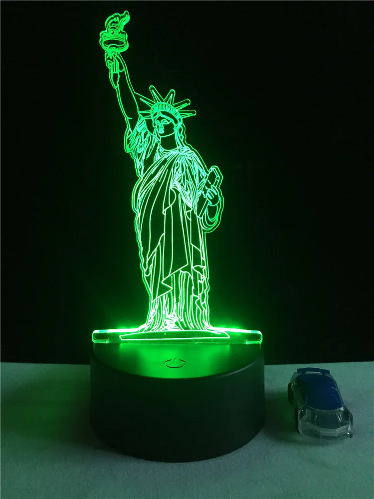 США Статуя Свободы 3D лампа светодиодный ночник с USB Touch RGB цвета Изменение стол ночник прикроватный домашний декор