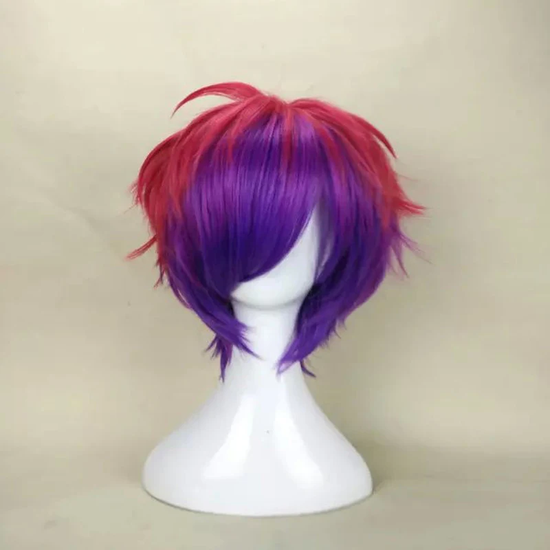 HAIRJOY синтетические волосы Noragami Yato фиолетовый парик для косплея короткие прямые парики термостойкие 6 цветов - Цвет: red purple