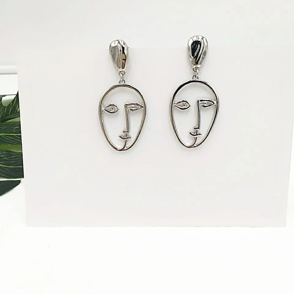 free shipping 6 pair /lot fashion jewelry Artistic Temperament Hand Made Abstract Face Female Earrings | Украшения и аксессуары