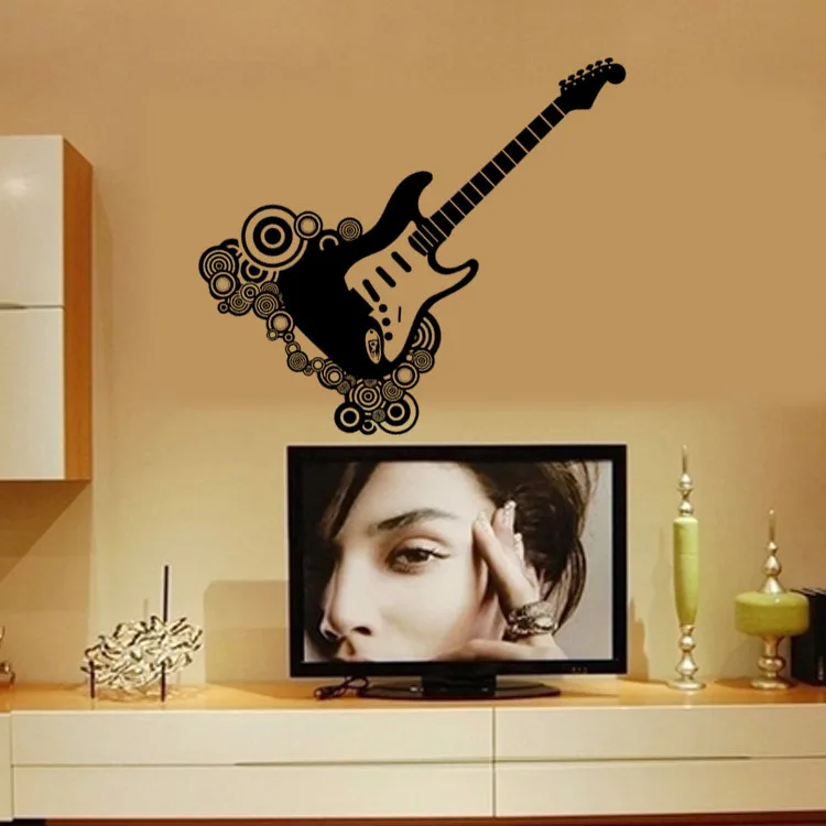 

Aw9477 creative wall stickers guitar personality background decoration stickers carved living room-bedroom sticker