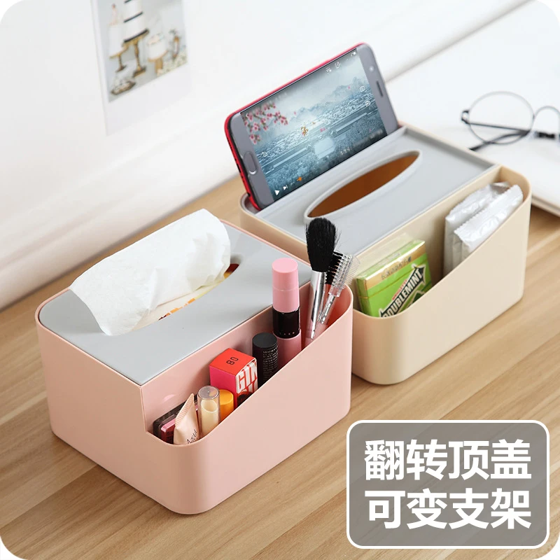 

Plastic Tissue Storage Box Multifunctional Living Room Rangement Paper Towel Holder Simple Napkin Organizer
