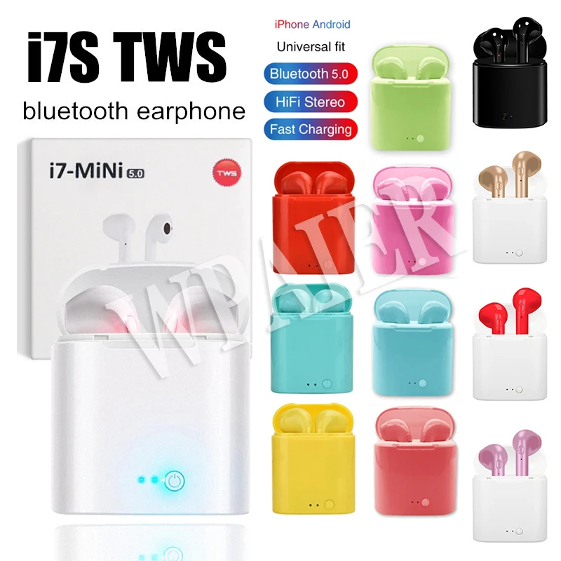 WPAIER I7S TWS портативные Bluetooth наушники Беспроводные с зарядным устройством bluetooth