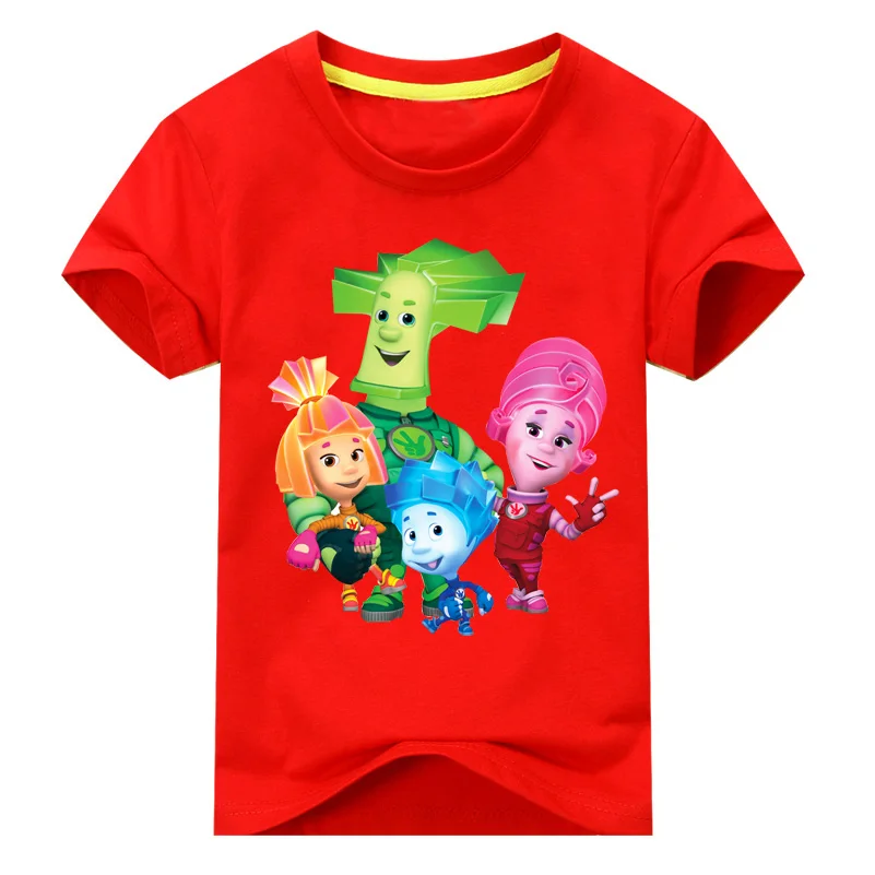 Red Shirt Детская Хлопковая футболка «Фиксики», костюм детская одежда футболка с короткими рукавами для мальчиков, одежда футболка для девочек детские футболки, топы, DX120 - Цвет: Red Shirt