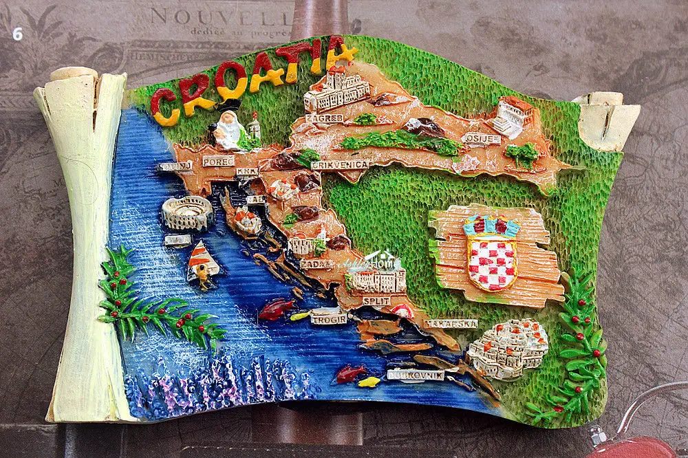 Карта Croatia туристический дорожный сувенир 3D декоративный магнит на