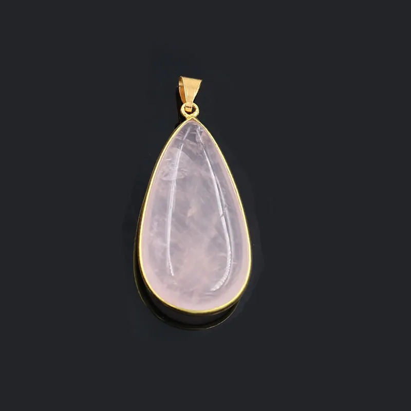 Подвески в европейском и американском стиле, Овальные, геометрические, в форме капли, натуральный розовый кристалл, позолоченные подвески с розовым кварцем, большие размеры