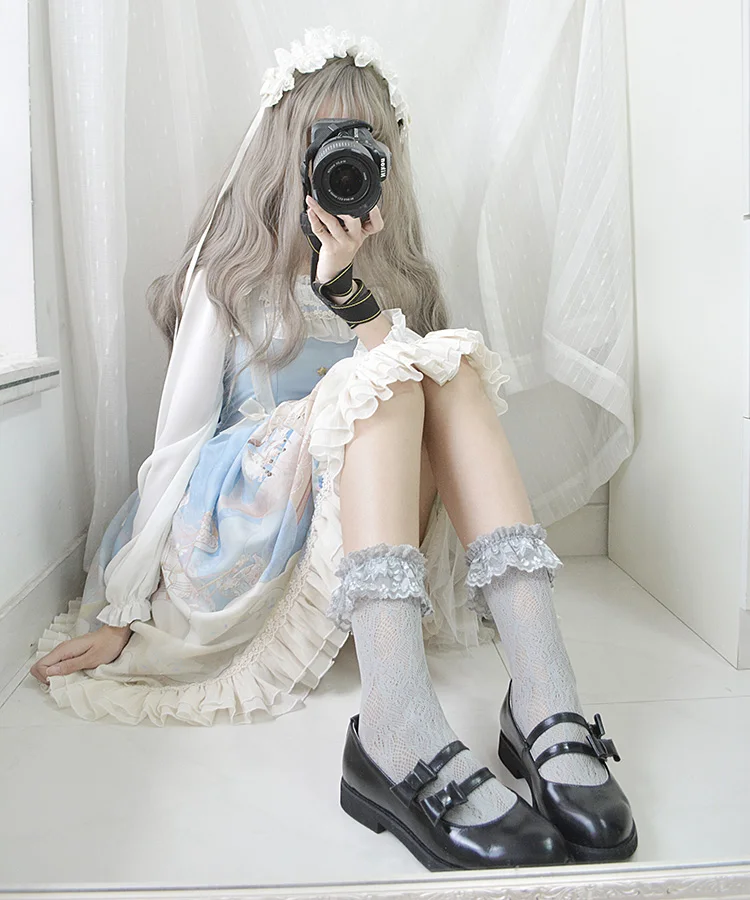 Harajuku милые винтажные женские белые свадебные носки принцессы летние милые кружевные Дышащие носки Лолиты для девочек