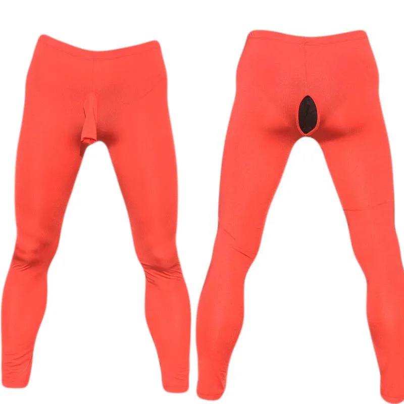 

Sexy Men Skinny Sheer Cock Trunk Sheath Open Butt Trousers Low Rise Tights Sissy Under Pants Crossdressing Lingerie