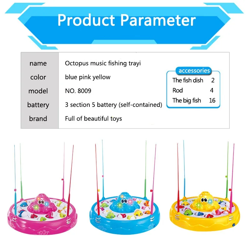 Детская рыбалка игрушки набор Осьминог развивающие музыкальные подарки
