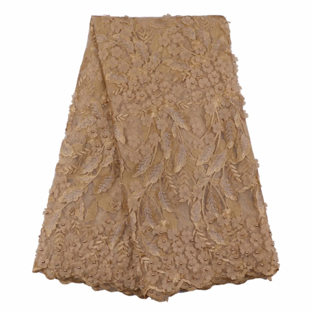 Африканский Кружево Ткань 2017 красный S французский 3D вышитый тюль с Бусины