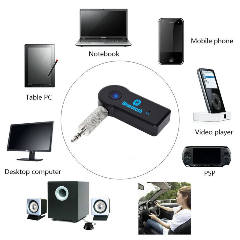 Автомобильный Bluetooth беспроводной комплект MP3 аудио приемник адаптер 3 5 мм AUX