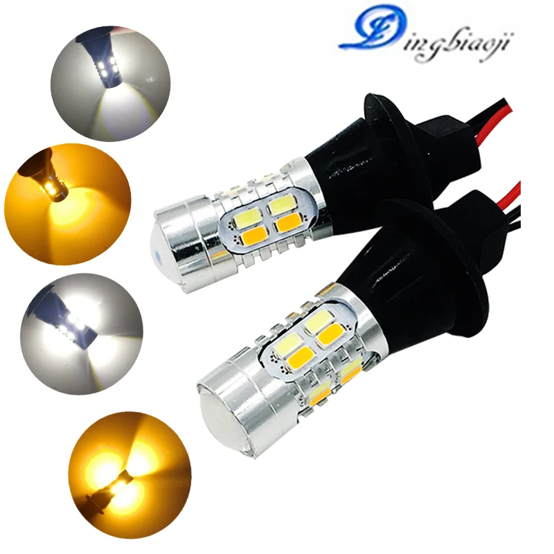 2x Dc 12 24v T20 7440 7443 1156 2835 42smd 2500lm 50w Car Led Light Dual Color Switchback Turn Lamp Bulb Daytime Runn|car led light|dual colorled car