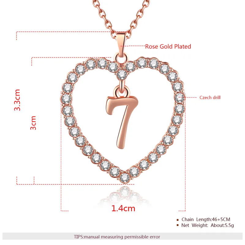 ROXI Charm ожерелья и подвески с цифрами от 0 до 9 для женщин девушек длинная цепочка