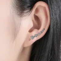 bk cute genuine 925 sterling earrings for women silver triangle heart long stud earrings with clear cz simple for girls gift