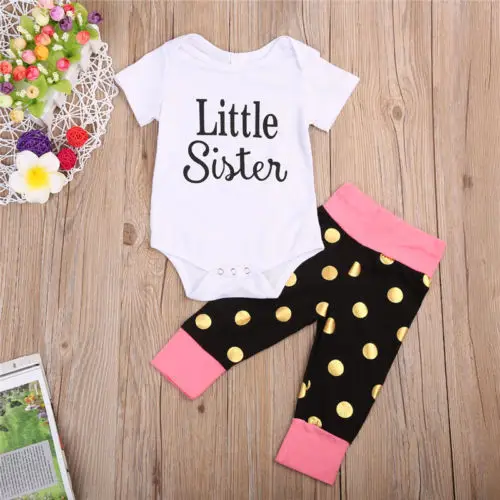 В наличии комбинезон для новорожденных девочек футболка с надписью Little Big Sister