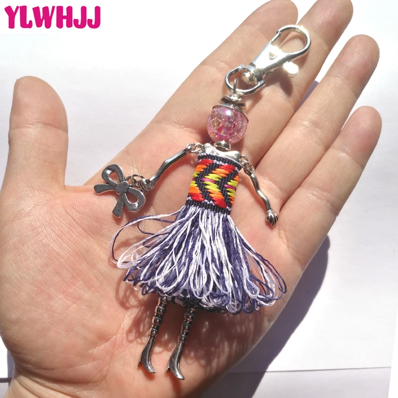 YLWHJJ new girl cute handmade brand colorful tassel bag doll keychain car pendant women key chain fashion hot statement jewelry | Украшения