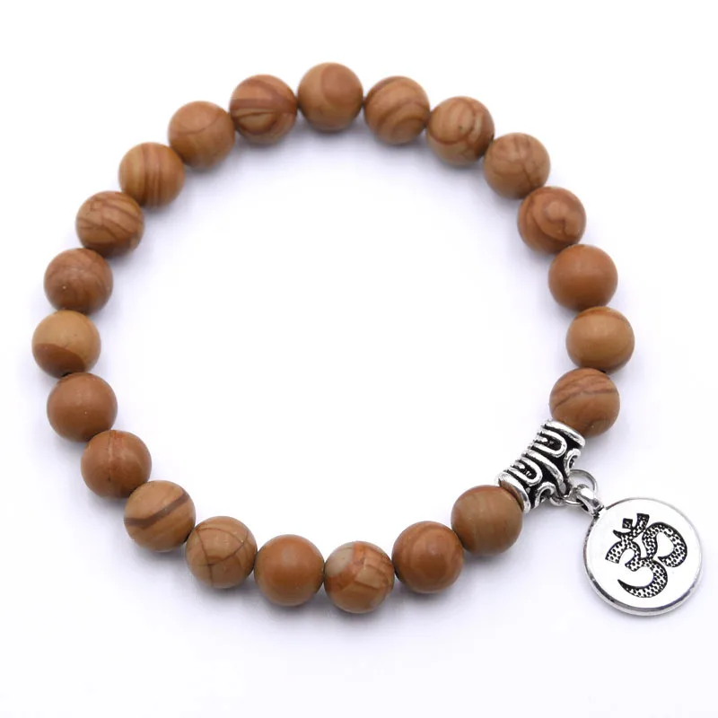 Vintage OM Rune Strand Bracelets &amp Bangles For Women Men Natural Stone Handmade Cuff Wristband Beads Yoga Bracelet Gift New | Украшения