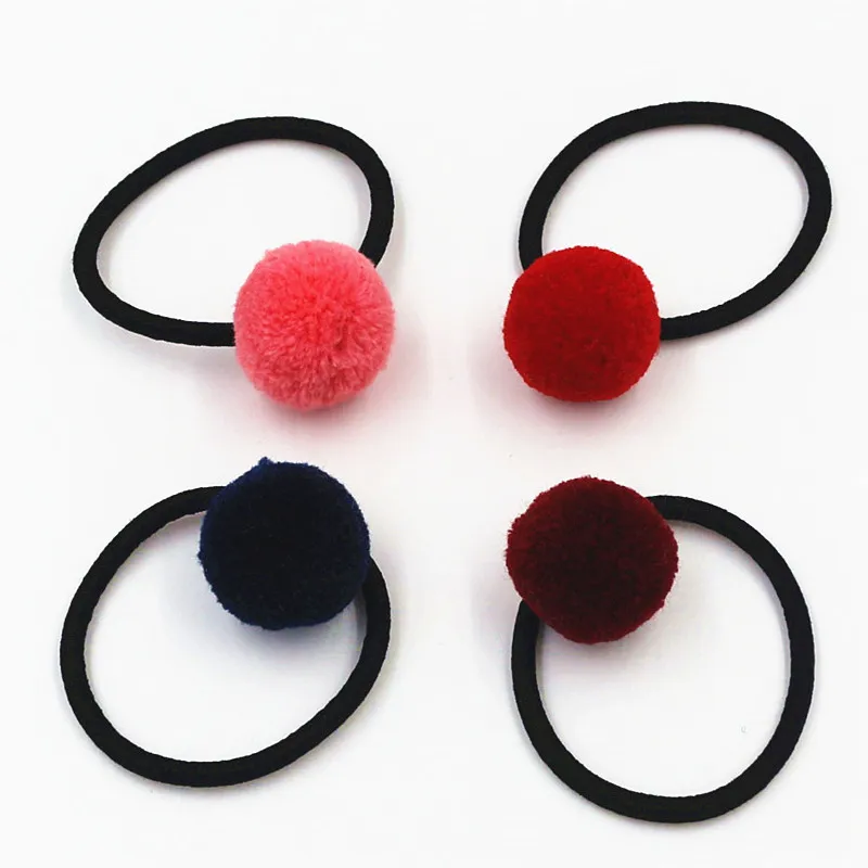 2 шт. яркие меховые шарики эластичные резинки для волос кольца завязки ленты