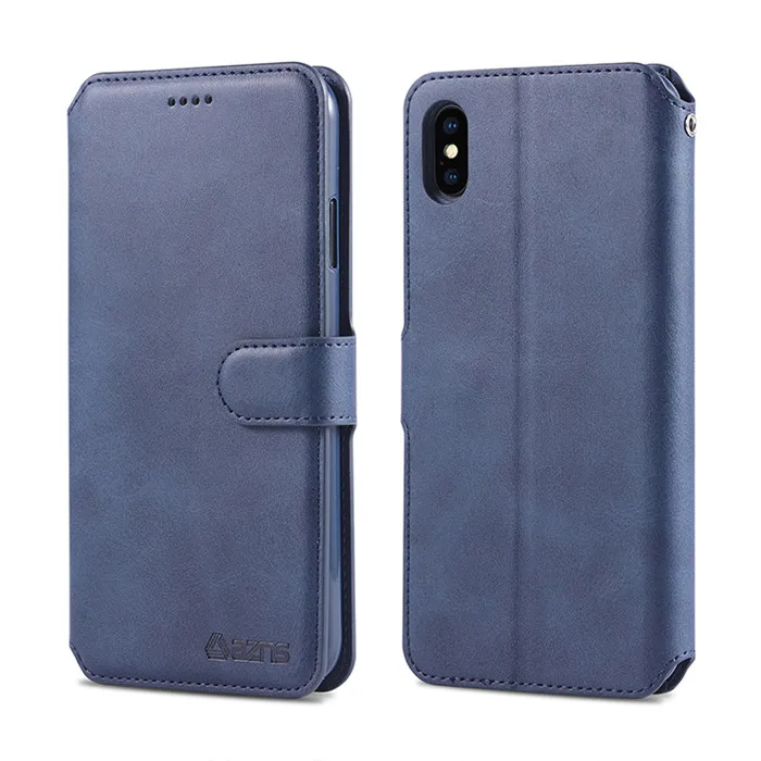 Магнитный кожаный чехол-бумажник для iphone 6 S 7 8 Plus iphone XS Max XR с отделением для карт, откидной Чехол для iphone X, чехол для iphone 6 S 7plus 8plus - Цвет: blue