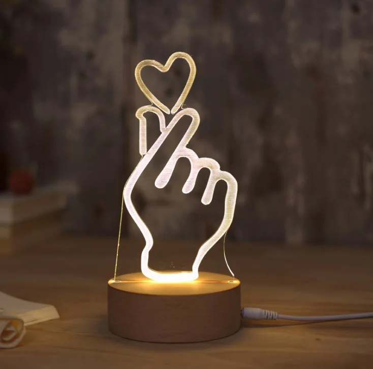 Горячая Распродажа настольная лампа 3D Love Gesture для светодиодного фестиваля
