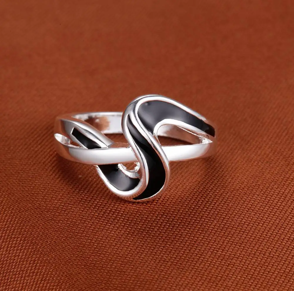 Преувеличенные темные полосы оптом 925 ювелирные изделия посеребренные кольца