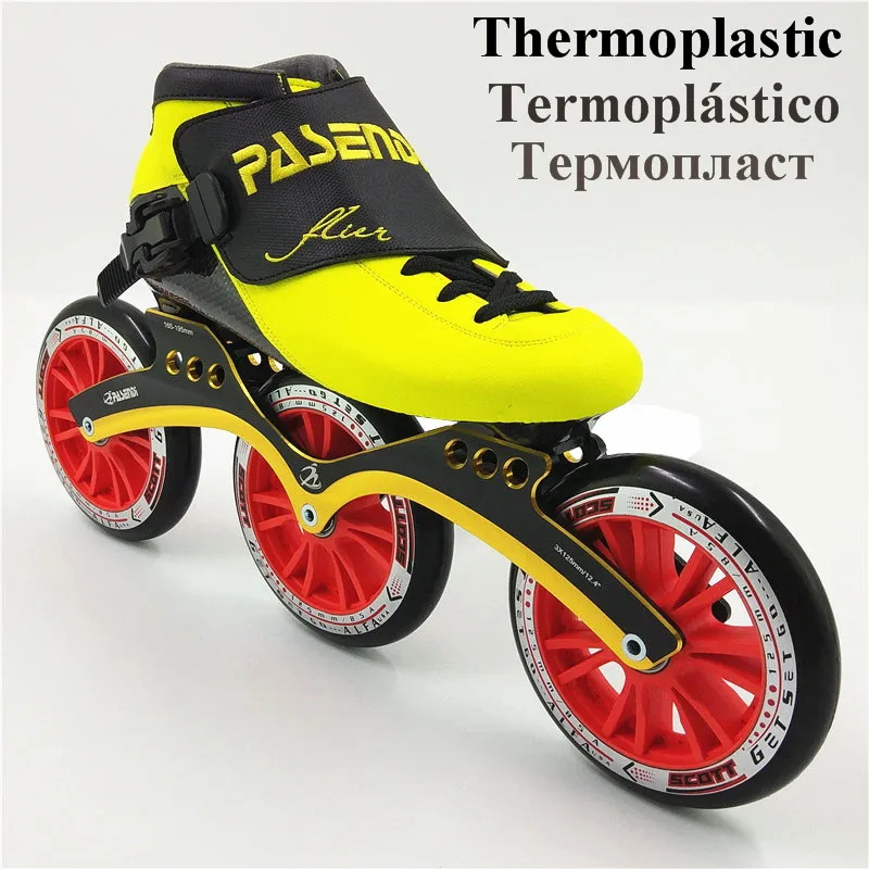 Thermoplastic Термопластичный углеродный гоночный скейт 3 колеса 125 мм термоплавные роликовые коньки для мужчин и женщин Профессиональные роликовые скейты - Цвет: Thermoplastic