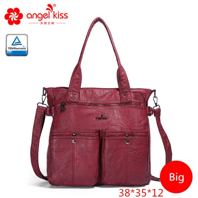 Angel Kiss, Модный дизайн, одноцветные сумки, Повседневная сумка, из искусственной кожи, женская сумка через плечо - Цвет: Red Big
