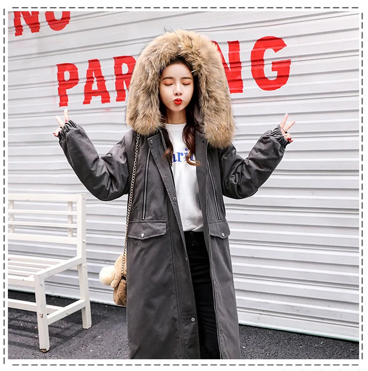 Hot sale hooded down cotton women's wear cotton pants knee length thickened cotton padded jacket 865