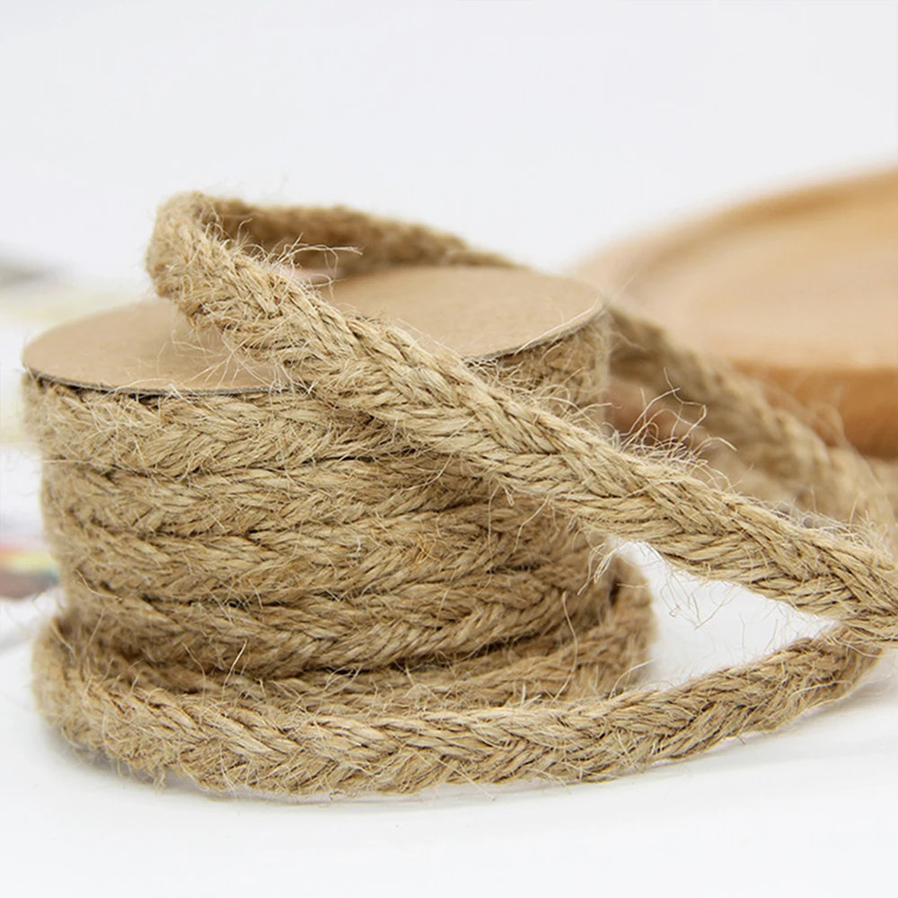 

IBOWS 10m Natural Hessian Jute Twine 1CM Hemp Rope Party Wedding Gift Wrapping Burlap Ribbon DIY Scrapbooking Craft Decorate