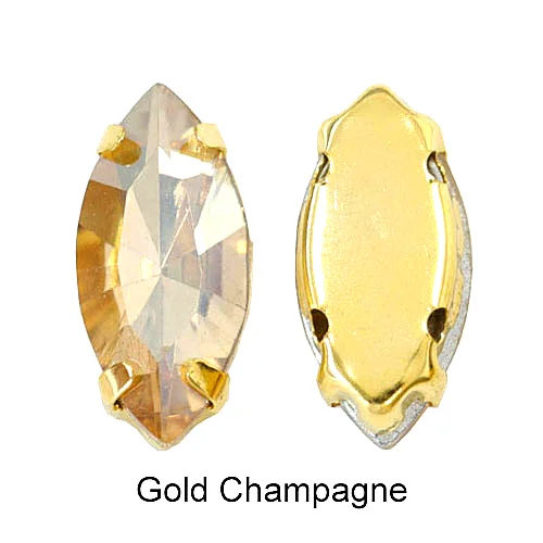 Gold Champagne Конский глаз, красивые стеклянные хрустальные пришивные стразы с золотым клешом, много цветов, Стразы для одежды B3544 - Цвет: Gold Champagne