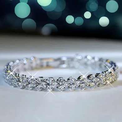 USTYLE Fashion Brand design from Rome AAA+ Cubic Zirconia Crystal Stones Paved BVL Bracelet For Women Jewelry UB0001 | Украшения и
