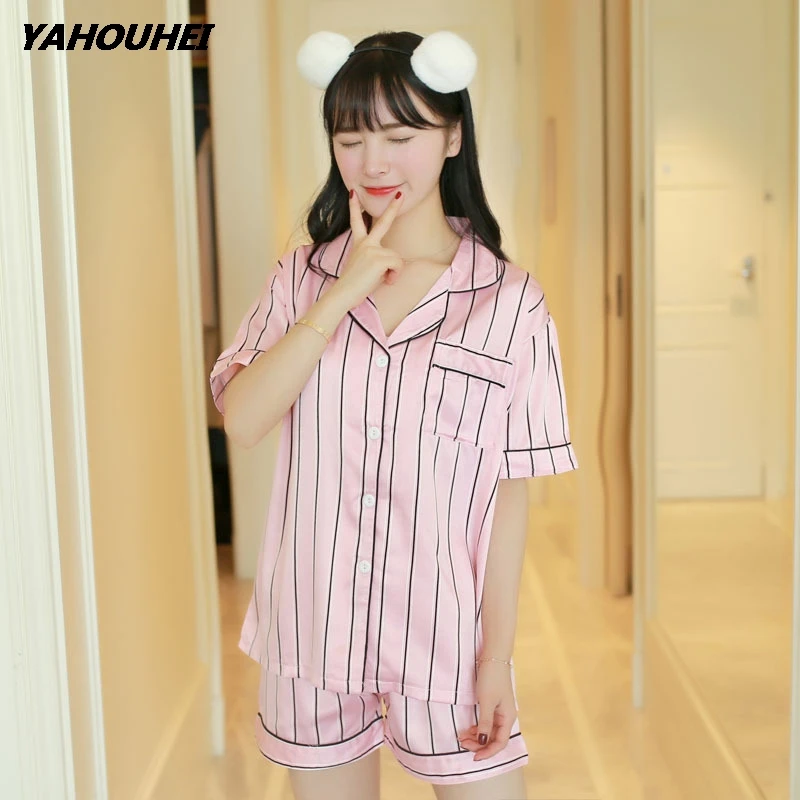 duan tiaowen pink Женские пижамные комплекты с коротким рукавом, розовая рубашка с буквенным принтом и черные шорты, пижамный комплект, летняя одежда для сна, домашняя одежда - Цвет: duan tiaowen pink