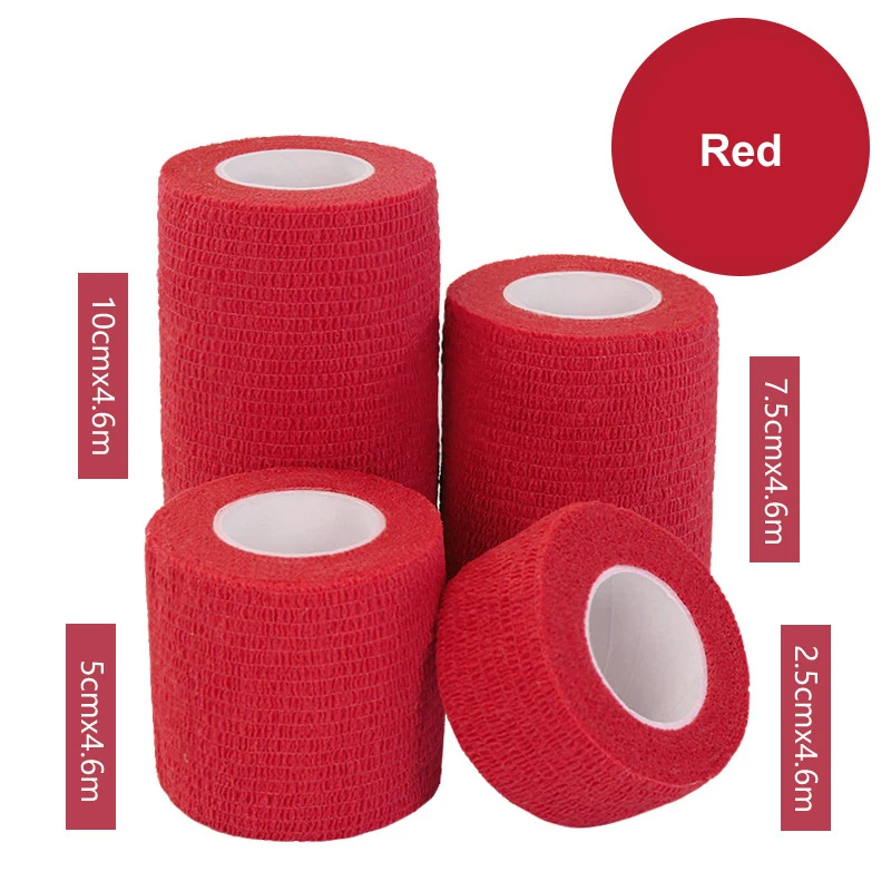 1 rolls red 1 шт. самоклеющиеся когезивные бинты для обертывания спортивной ленты для запястья лодыжки руки пальца ПЭТ медицинской растягивающейся ленты 2,5-15 см - Цвет: 1 rolls red